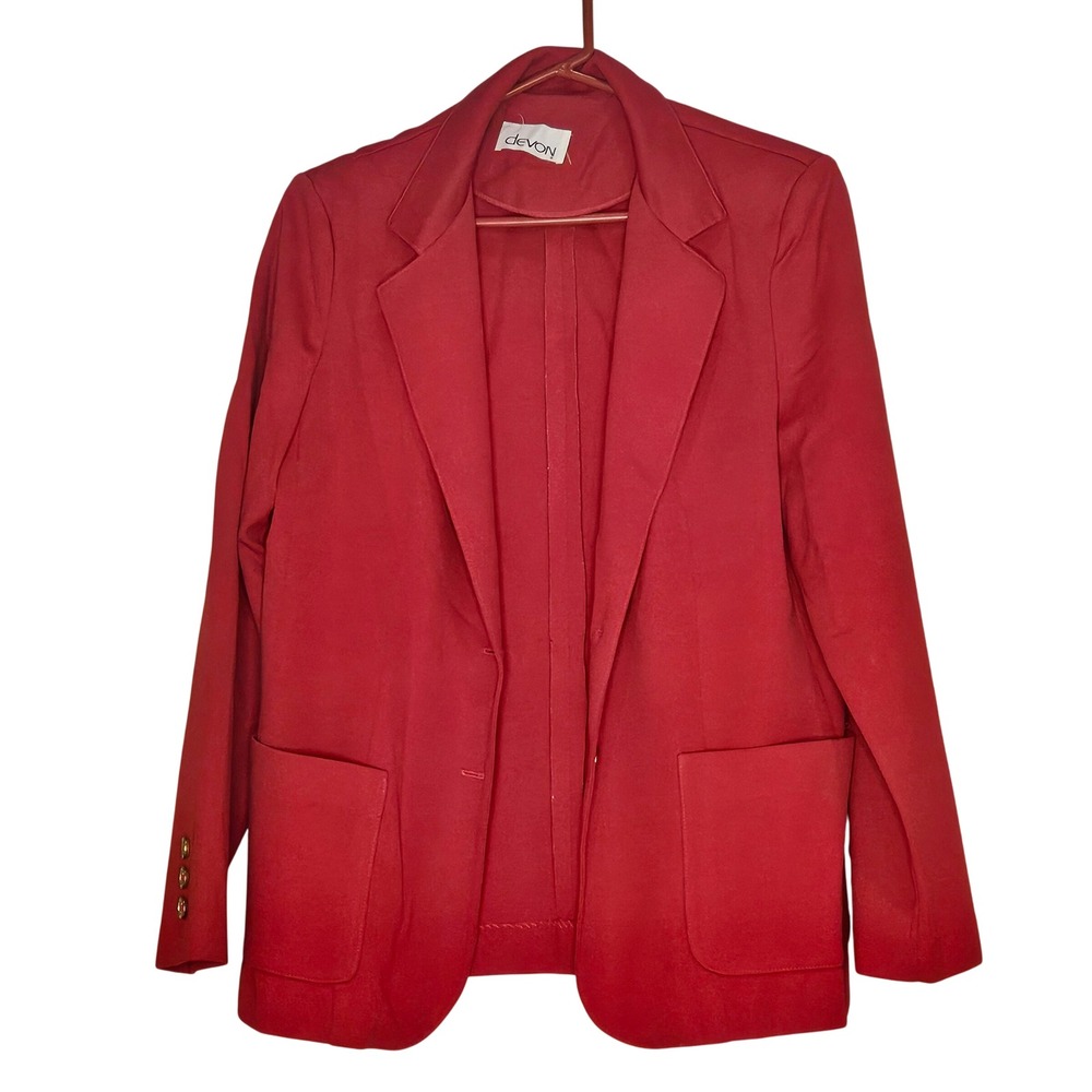 Vintage Red Blazer Women's Med Classic Office Career Jacket Holiday Capsule